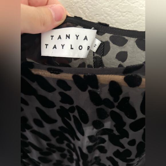 Tanya Taylor Silk Salina Black Velvet Leopard Print Mini Dress Size 2 - Picture 6 of 8